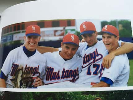 Chip Gaines (left) goofing off at Grapevine High School where he played baseball and...