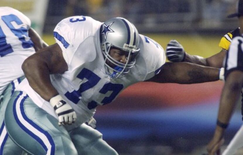 Cowboys guard Larry Allen. Allen was chosen as a member of the NFL's All-Decade Team for the...