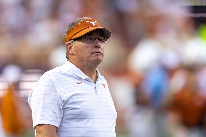 FILE - Gary Patterson, special assistant to the Texas football coach, walks the sideline at...