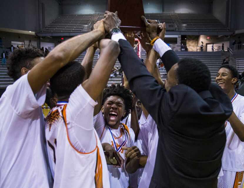 Lancaster celebrates a first place win at the Dallas ISD/Coca Cola Classic championship game...