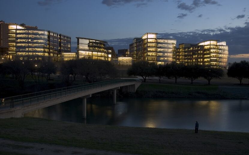 The Trinity River flows by the corporate headquarters RadioShack built in downtown Fort Worth.