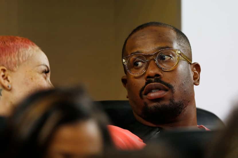 Denver Broncos Von Miller and former Desoto high school football player in the stands in a...