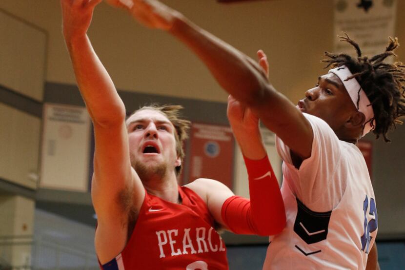 Richardson Pearce center Drew Timme (left) leads the Dallas area in rebounds, averaging 13.1...