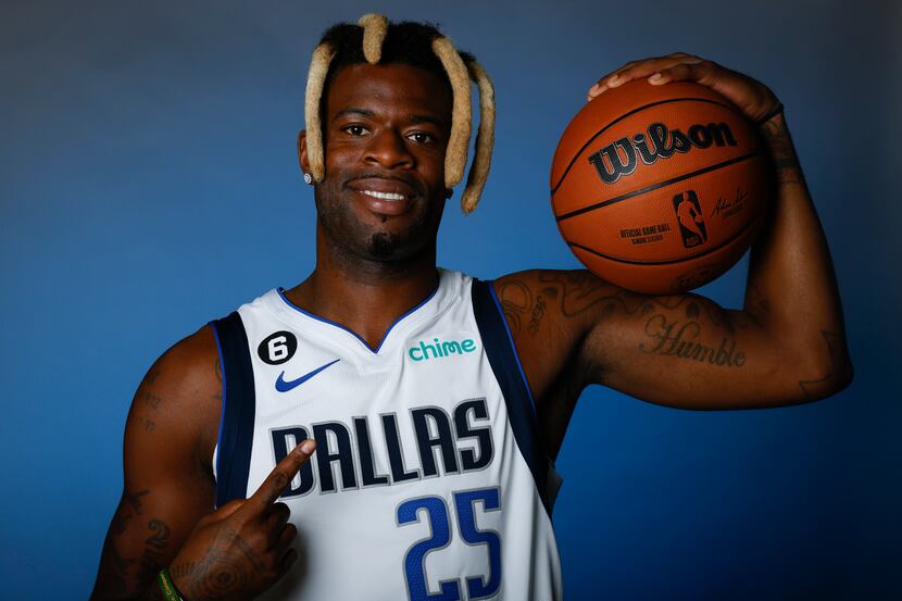 Dallas Mavericks’ Reggie Bullock is photographed during the media day at American Airlines...