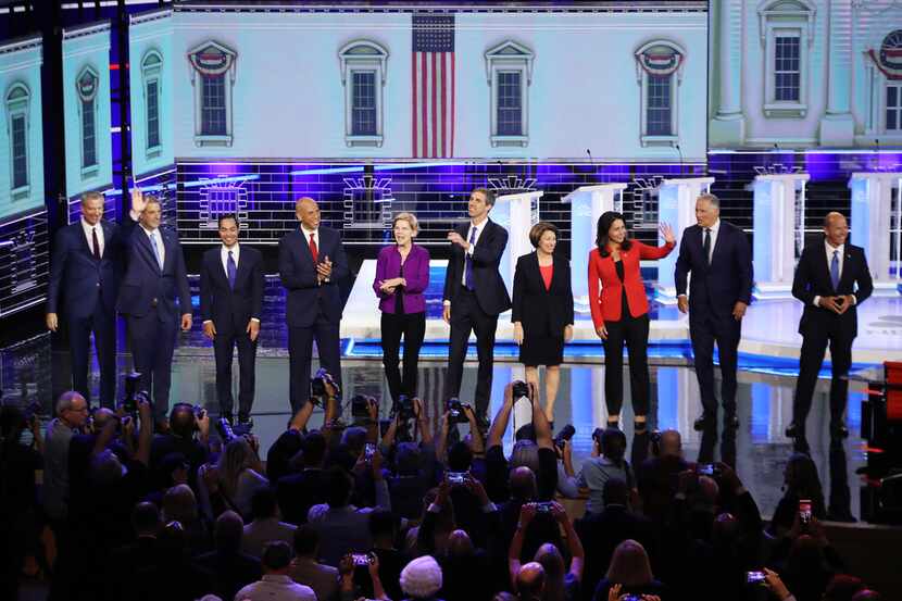 From left: Democratic presidential candidates New York City Mayor Bill De Blasio; U.S. Rep....