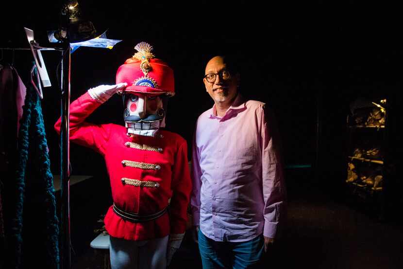 Manuel Mendoza poses for a photo with Drake Humpheys as the Nutcracker backstage at a dress...