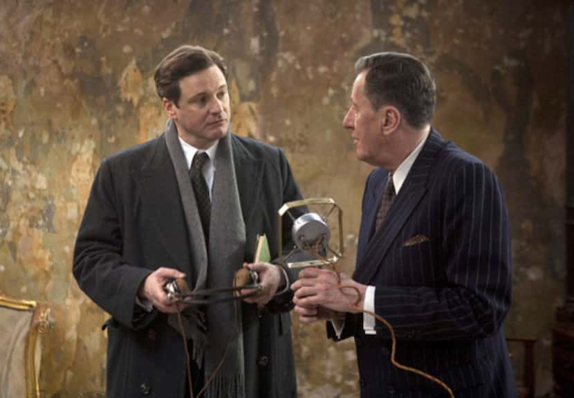 Collin Firth, left, and Geoffrey Rush are shown in a scene from, "The King's Speech."
