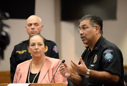 Police chief Orlando Rodriguez addresses the media, Tuesday, Oct. 4, 2016, in Brownsville,...