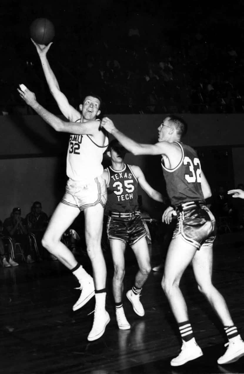 Jim Krebs (32, left) was a member of the SMU men's basketball team that went to the NCAA...