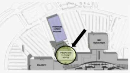  This map shows the proposed footprint for the Hyatt Regency hotel that will connect to the...