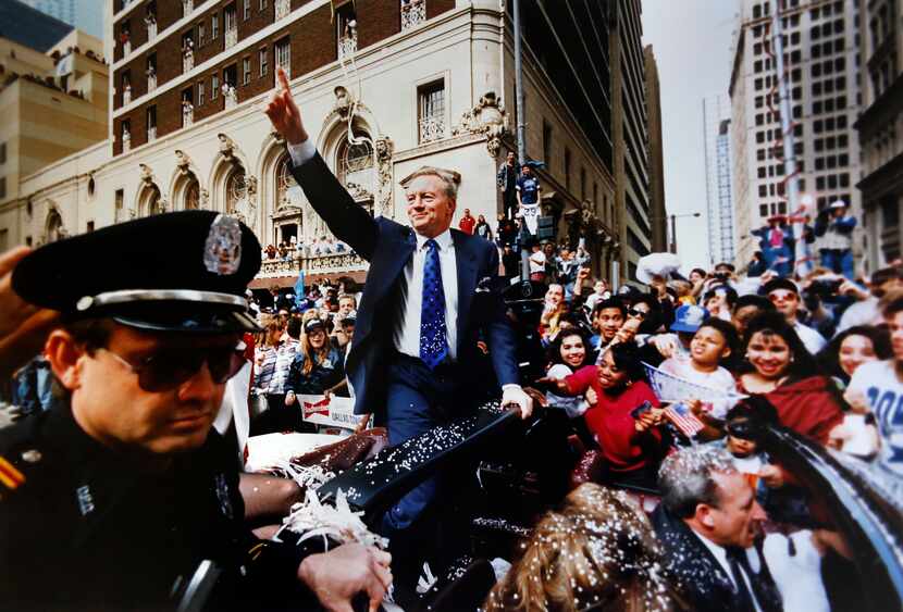 PUBLISHED February 10, 1993 - Dallas Cowboys owner Jerry Jones acknowledges the cheers from...
