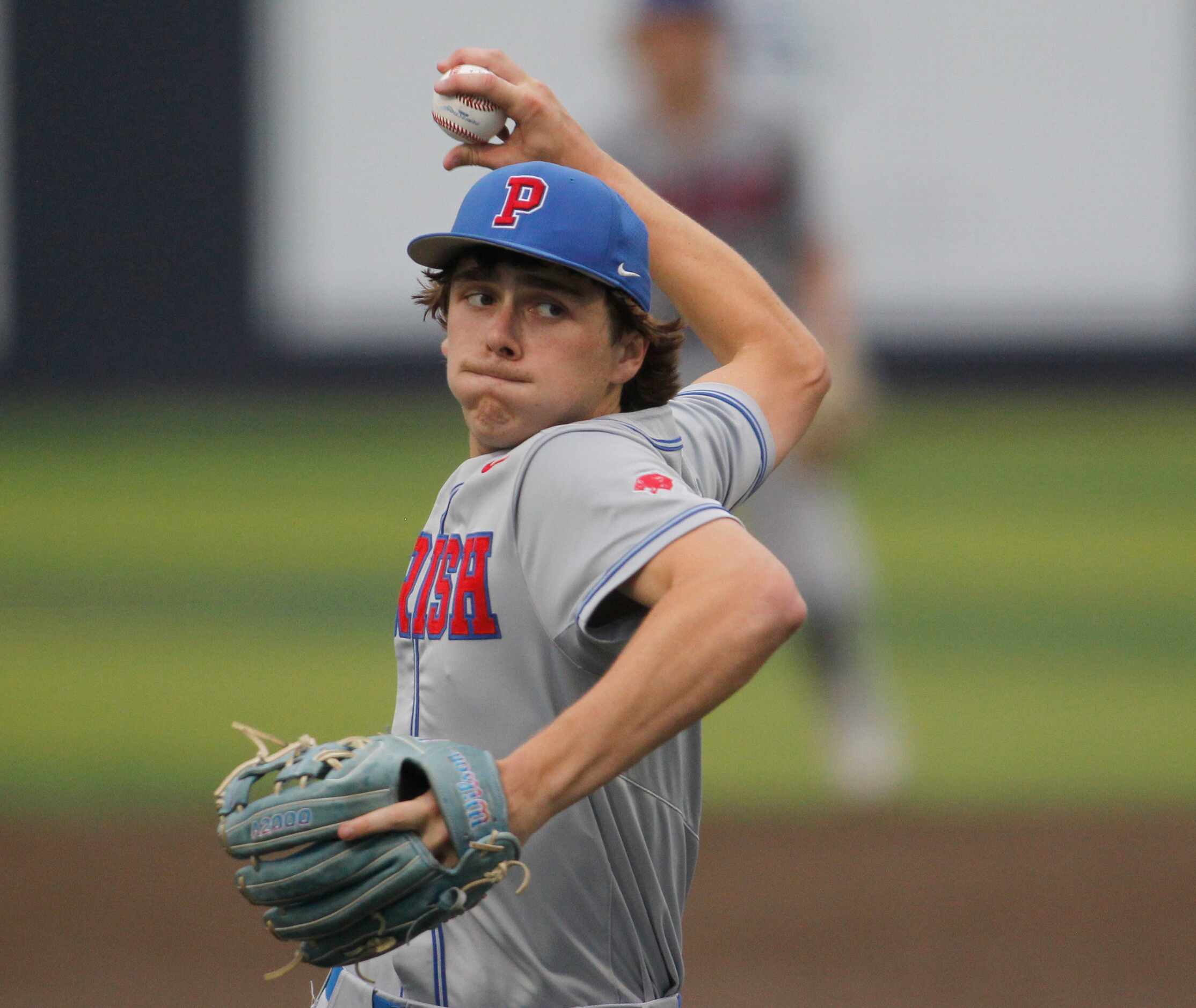 Parish Episcopal pitcher Ben Foster (21) delivers a pitch to a Prestonwood Christian Academy...