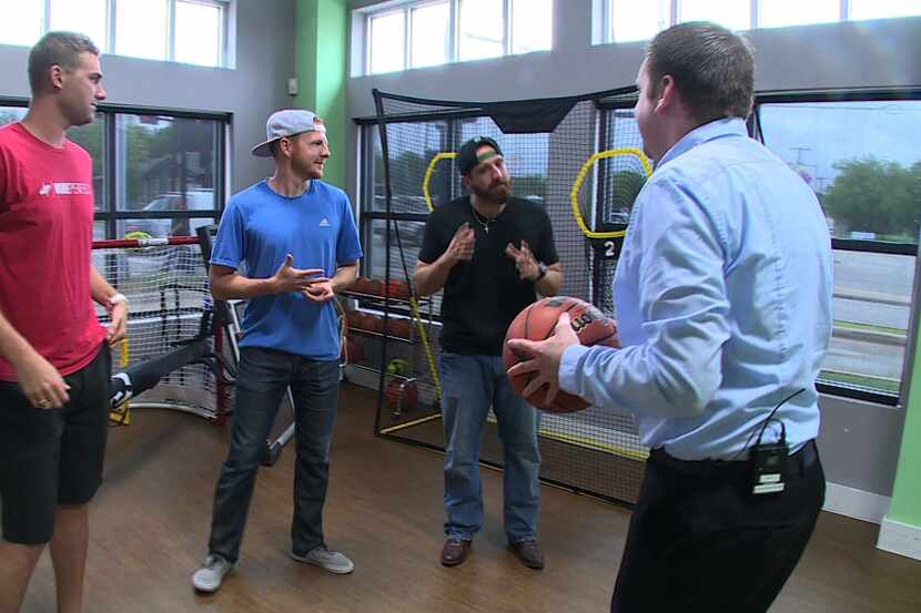 The guys from Dude Perfect graciously agreed to help us make a shot.
