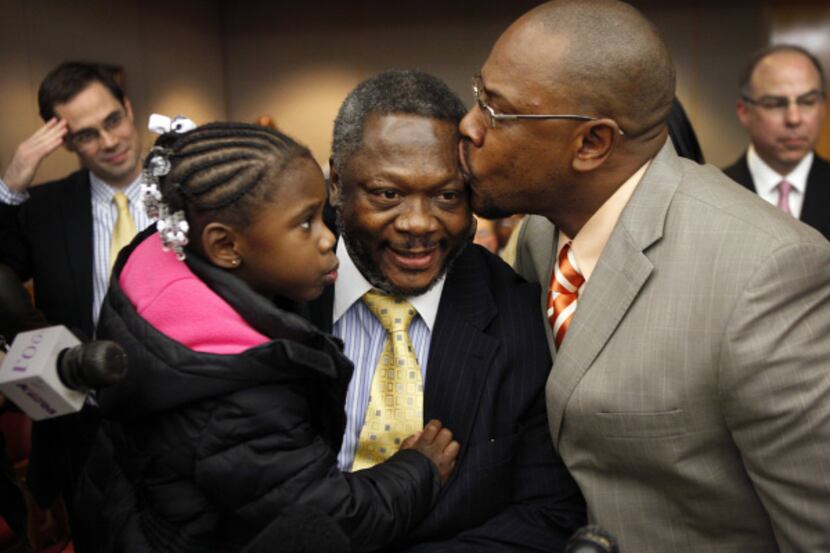 While holding his 4-year-old granddaughter Caribbean Hill for the first time, Rickey Wyatt,...