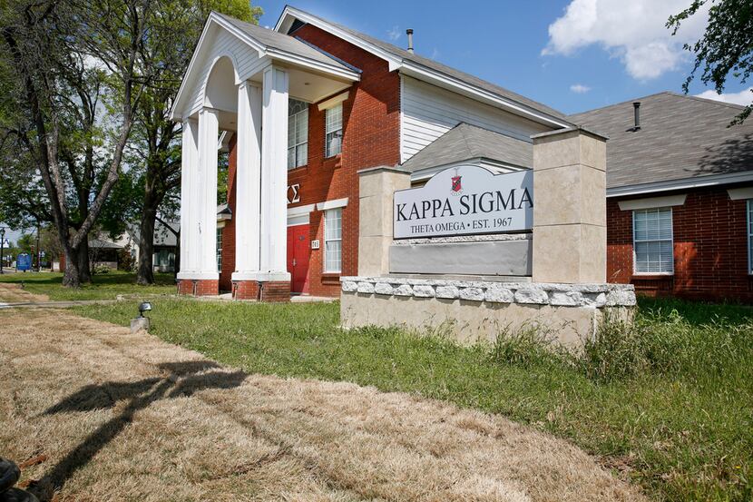 Kappa Sigma fraternity house on Greek Row at the University of Texas Arlington on April 4,...