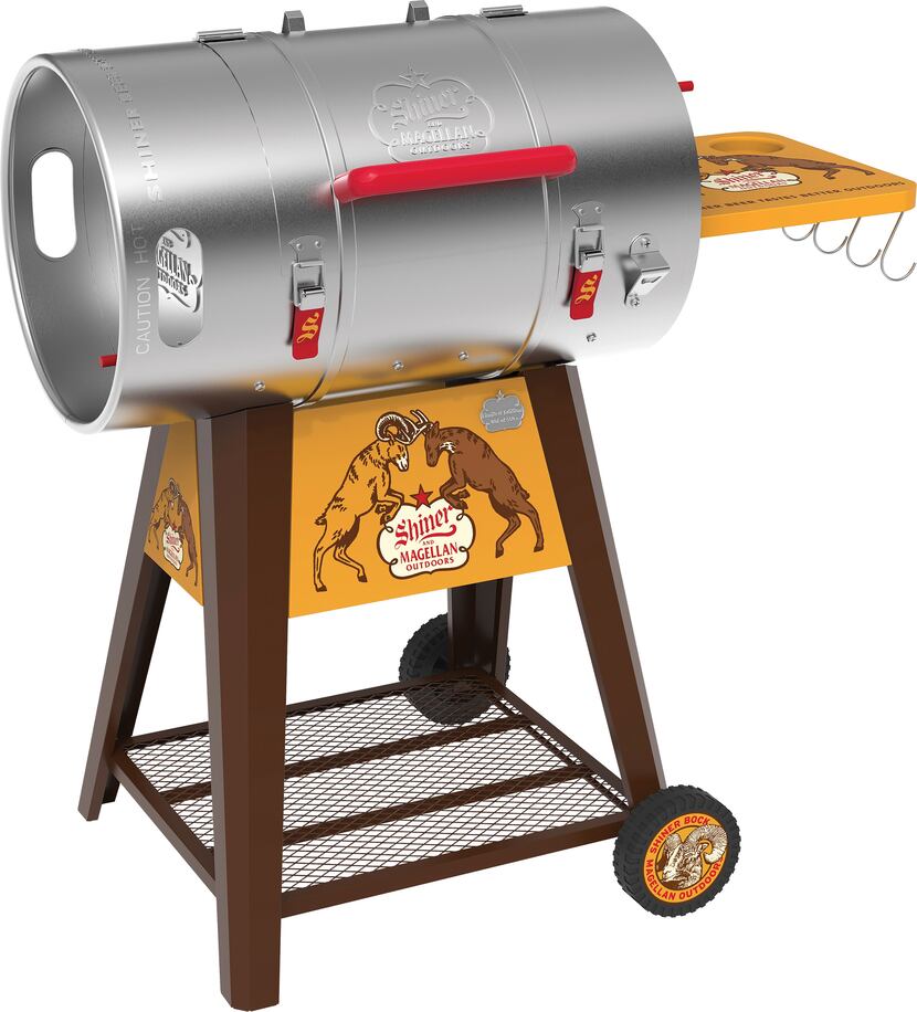 The Shiner X Magellan grill is shaped like a keg.