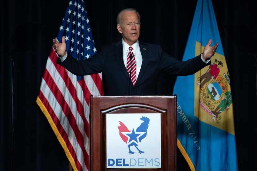 Former U.S. Vice President Joe Biden speaks during the First State Democratic Dinner in...