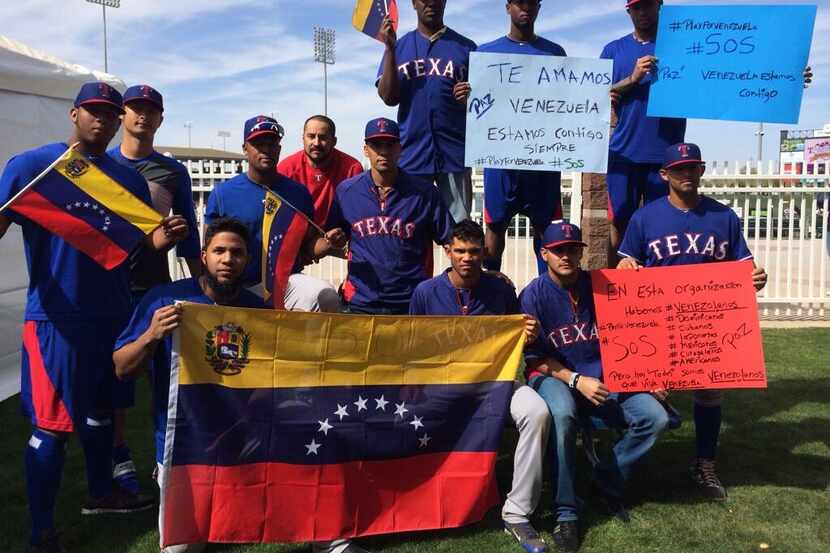 Rangers players organized an impromptu show of support for the humanitarian crisis in...