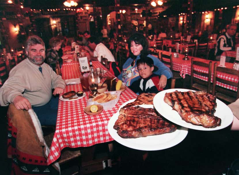 Tom, Irene and then-7-year-old Chase Massar were ready for their Cowboy steaks at Trail Dust...
