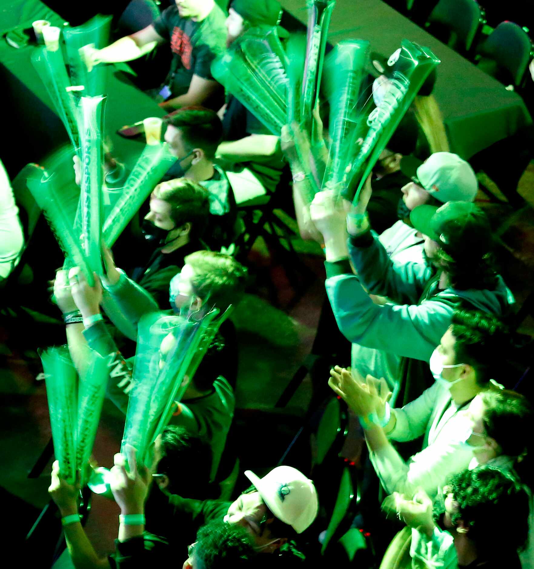 Fans cheer for OpTic Texas during the beginning of their first match against London Royal...