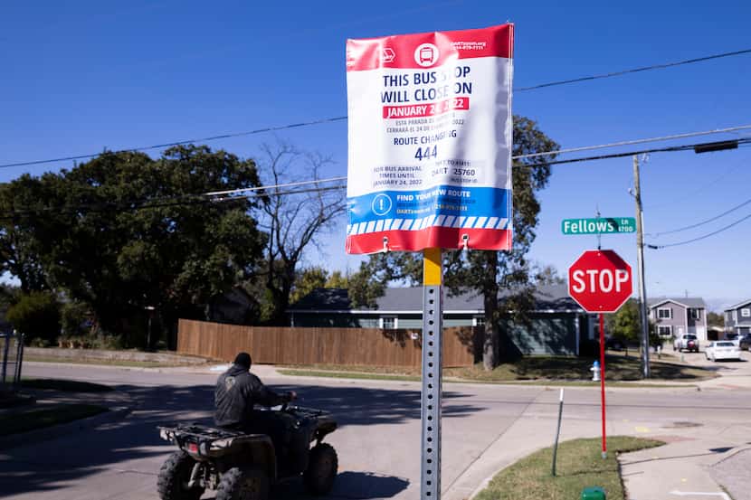 A bus stop on Nov. 4, 2021, in Joppa. Dallas is replacing bus services in Joppa with two...