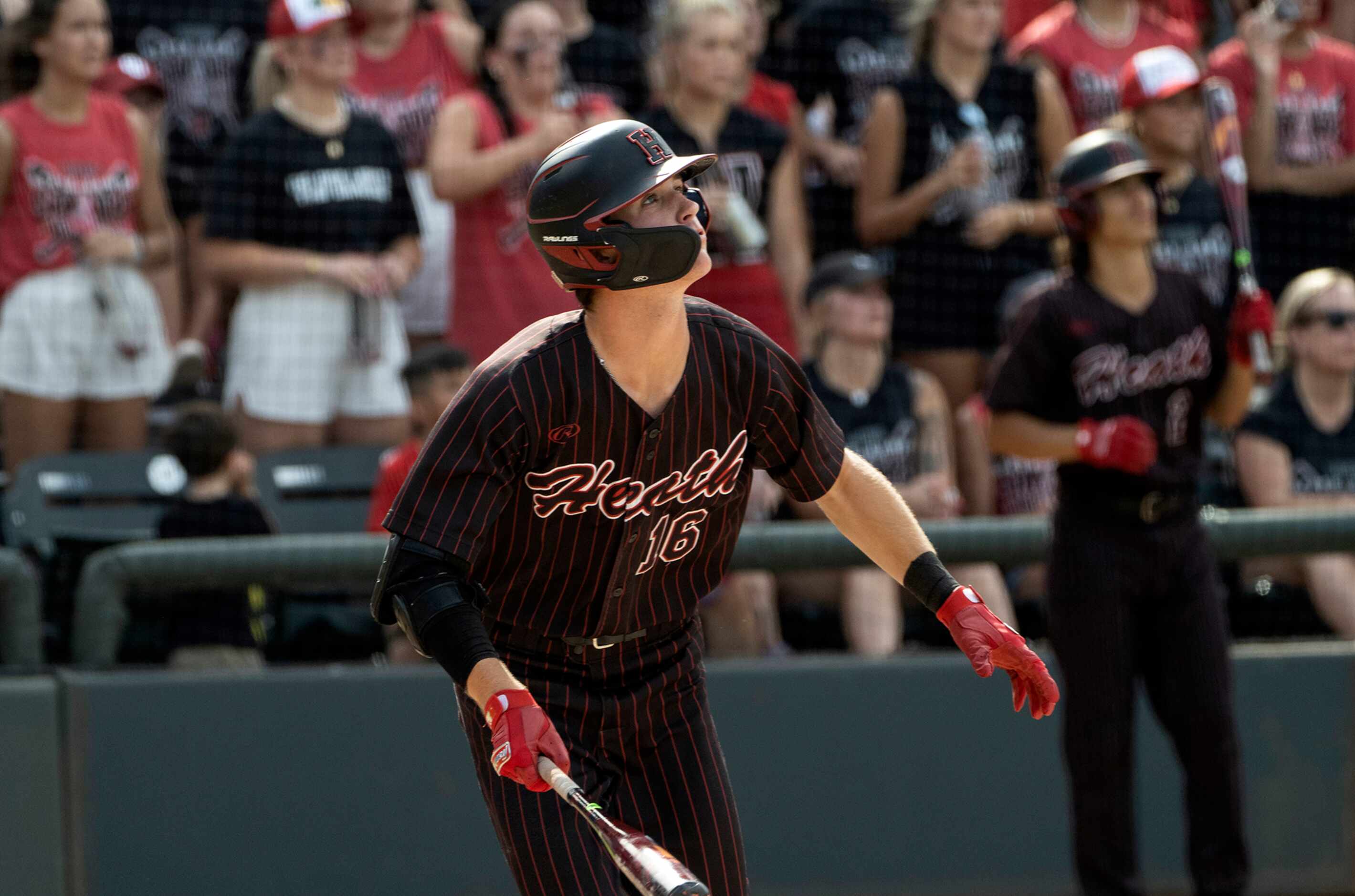 Rockwall-Heath Caden Fiveash, (16), watches a pop up against  Keller during the second...