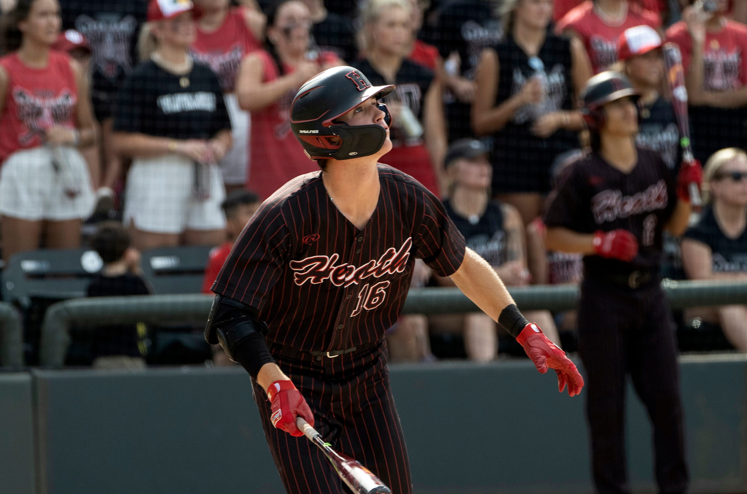 Rockwall-Heath Caden Fiveash, (16), watches a pop up against  Keller during the second...