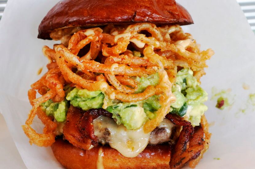 The Dales Revenge burger at Pints & Quarts has crispy onion string, habanero cheese, chunky...