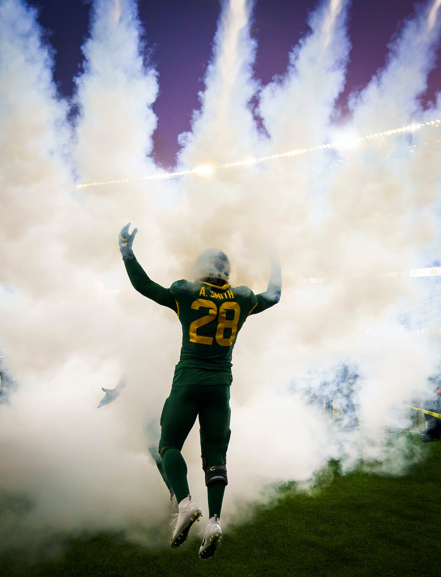 Baylor running back Abram Smith (28) takes the field to face West Virginia in an NCAA...