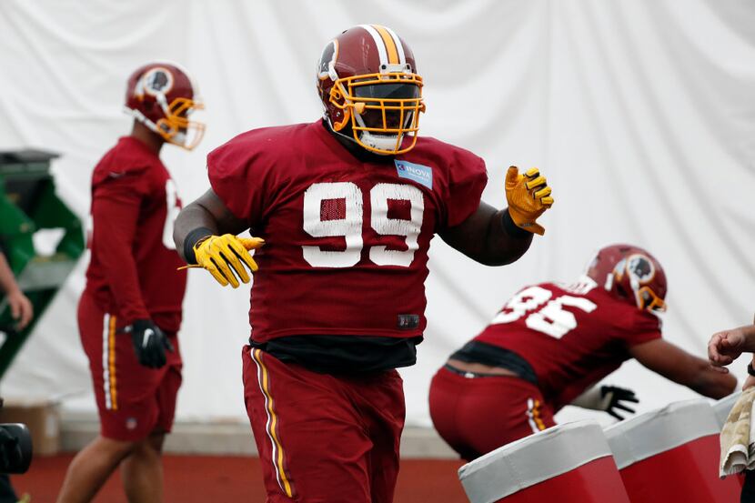 FILE - In this May 24, 2017, file photo, Washington Redskins defensive lineman Phil Taylor...