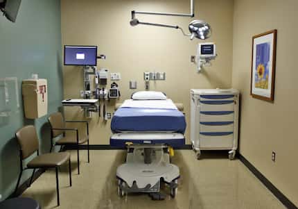 An emergency patient exam room is one of 110 in the Emergency Department of the new...