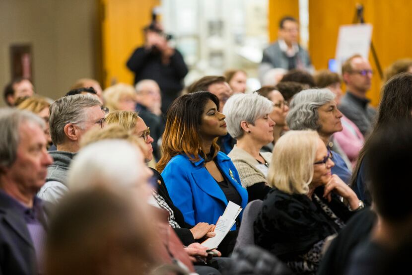 Attendees listen to speakers during the 2018 Festival of Ideas on Saturday, April 7, 2018 at...