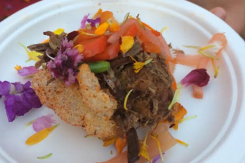 Tim Love's braised oryx and pickled vegetable taco was the winning dish at the Austin Food &...