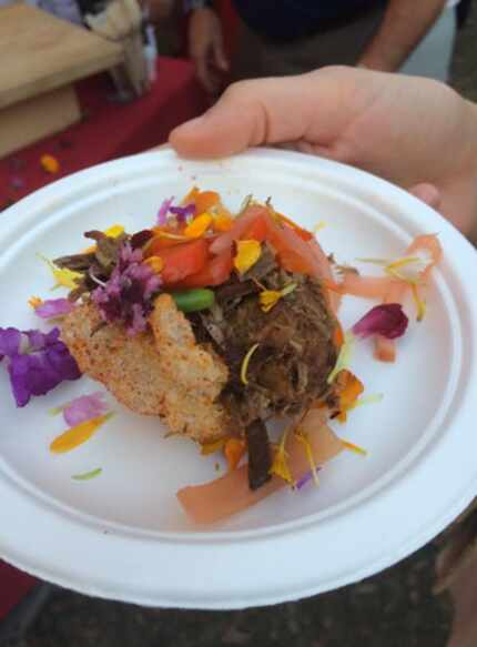 Tim Love's braised oryx and pickled vegetable taco was the winning dish at the Austin Food &...