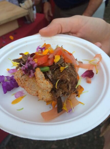 Tim Love's braised oryx and pickled vegetable taco was the winning dish at the Austin Food &...