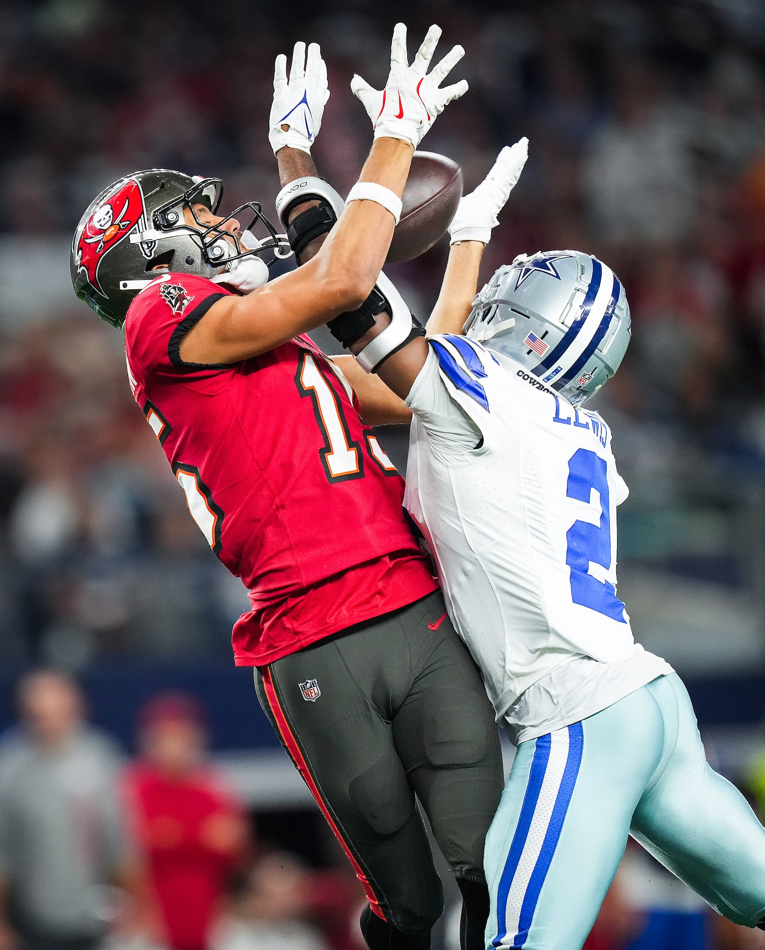 Dallas Cowboys cornerback Jourdan Lewis (2) intercepts a pass intended for Tampa Bay...