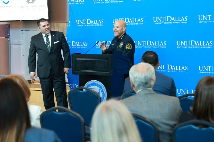 Dallas Chief of Police Eddie García speaks at the Texas Law Enforcement peer network update,...