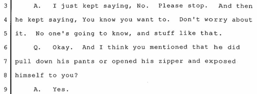 Excerpt from B.C.'s deposition to Steak 'n Shake attorney Christopher Kurzner, dated Jan....