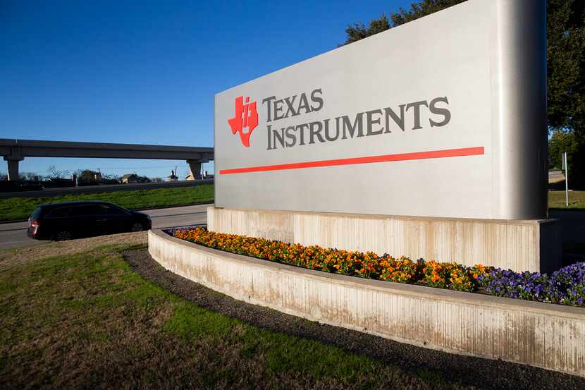 Entrance to the Texas Instruments headquarters on Jan. 18, 2020 in Dallas.