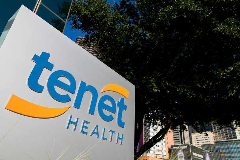 A logo sign outside of the headquarters of the Tenet Healthcare Corporation in Dallas.
