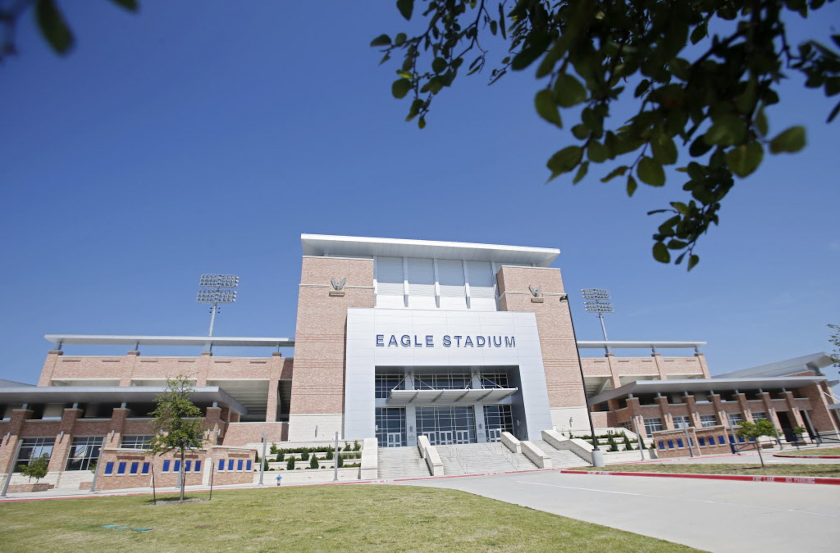 Exterior view of Eagle Stadium in Allen, Texas on May 19, 2014.