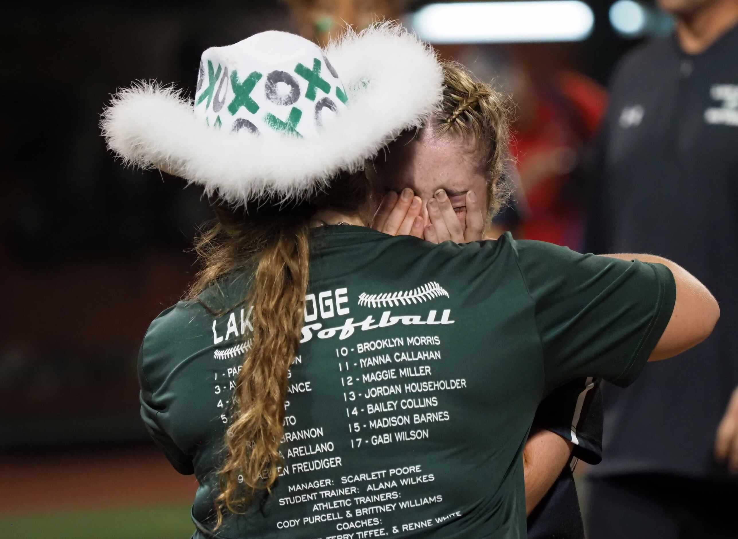 A Mansfield Lake Ridge player and coach react after a defeat against Northside O’Connor in...