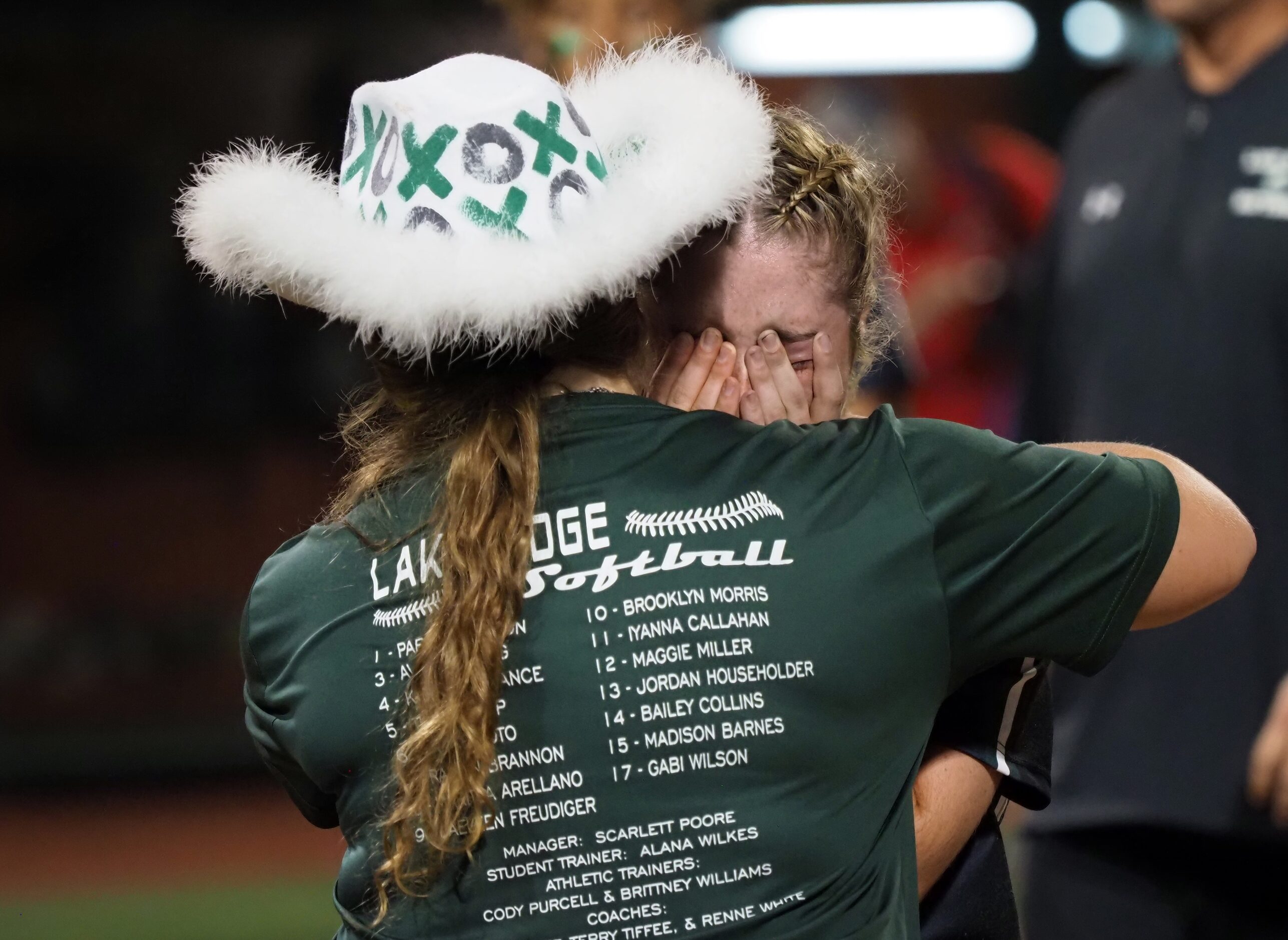 A Mansfield Lake Ridge player and coach react after a defeat against Northside O’Connor in...