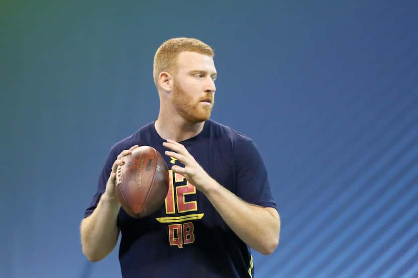 Central Michigan quarterback Cooper Rush is seen in a drill at the 2017 NFL football...
