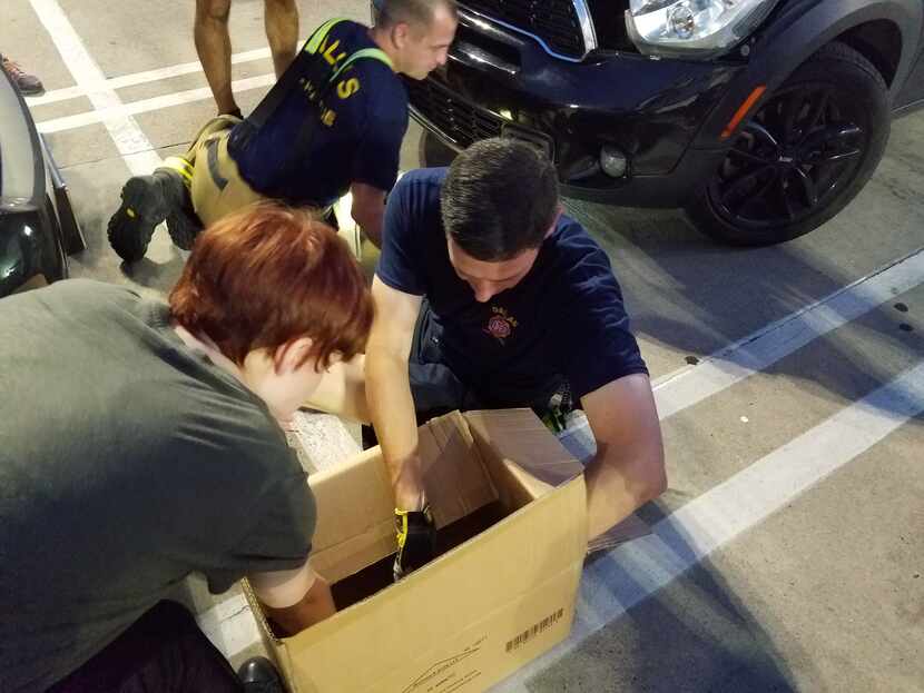 A Dallas Fire-Rescue team helped rescue a cat from a car in East Dallas Wednesday night.