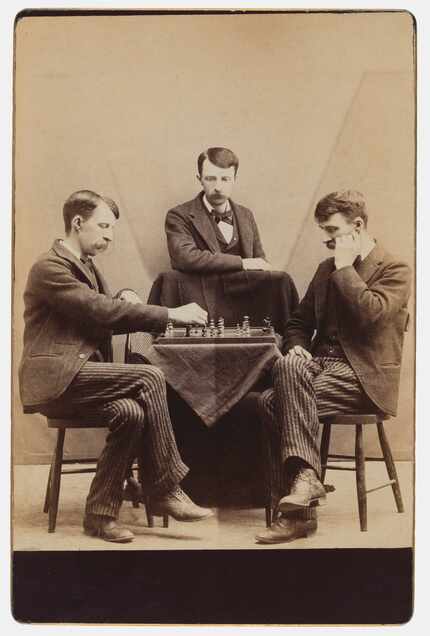 "Chess Against Myself" by an unknown photographer, 1880s, albumen silver print.