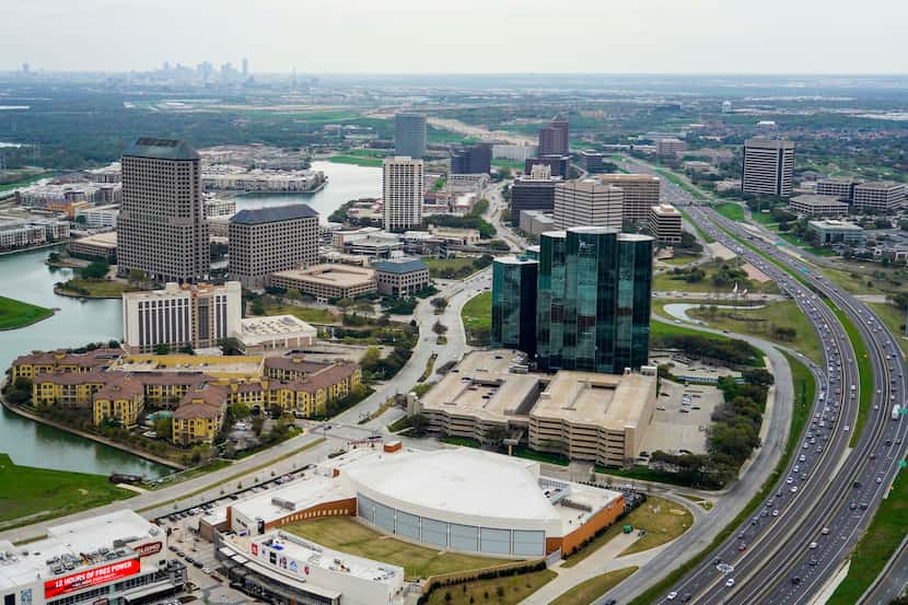 Aerial view of Las Colinas on Thursday, March 12, 2020, in Irving, TX.