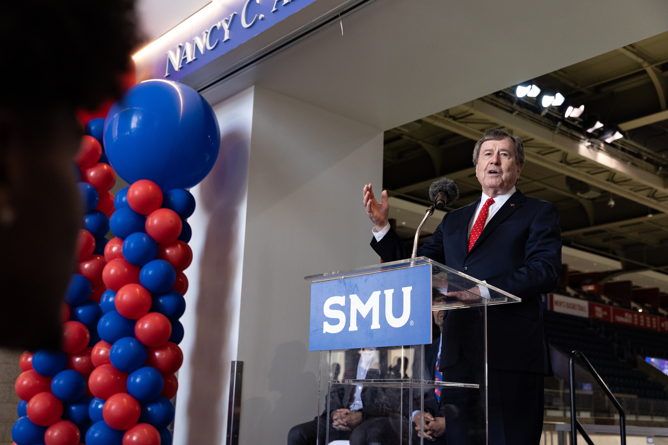 SMU President Gerald Turner speaks at a press conference announcing SMU’s new Head Men’s...