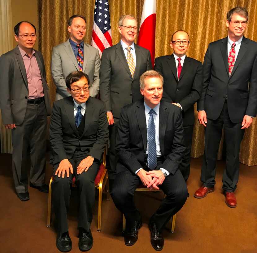 Dr. Hiroki Takeuchi (back row, from left), Howard Kass, Tim Keith, Junji Kurokawa and John...