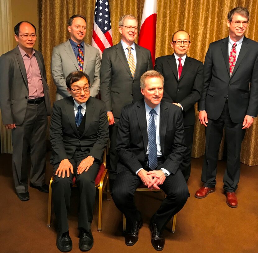 Dr. Hiroki Takeuchi (back row, from left), Howard Kass, Tim Keith, Junji Kurokawa and John...